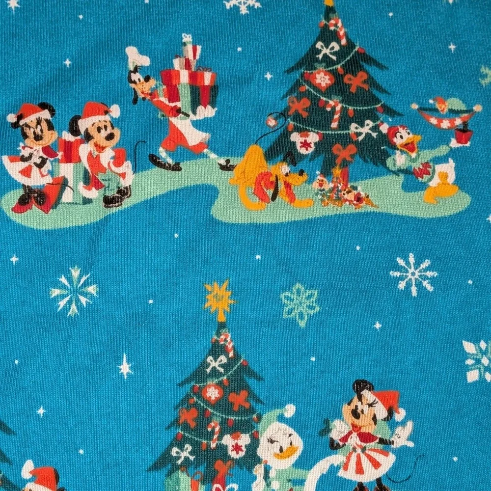Disney Parks Christmas Pajamas Set Mickey Minnie Goofy Teal Blue 2X NWT - Picture 2 of 9